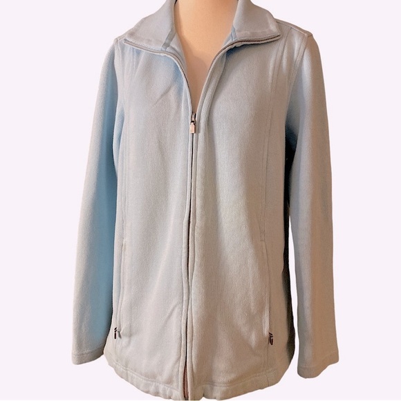 $10$ add on Lady Hathaway light blue cotton blend zip front jacket with pockets - Picture 7 of 13